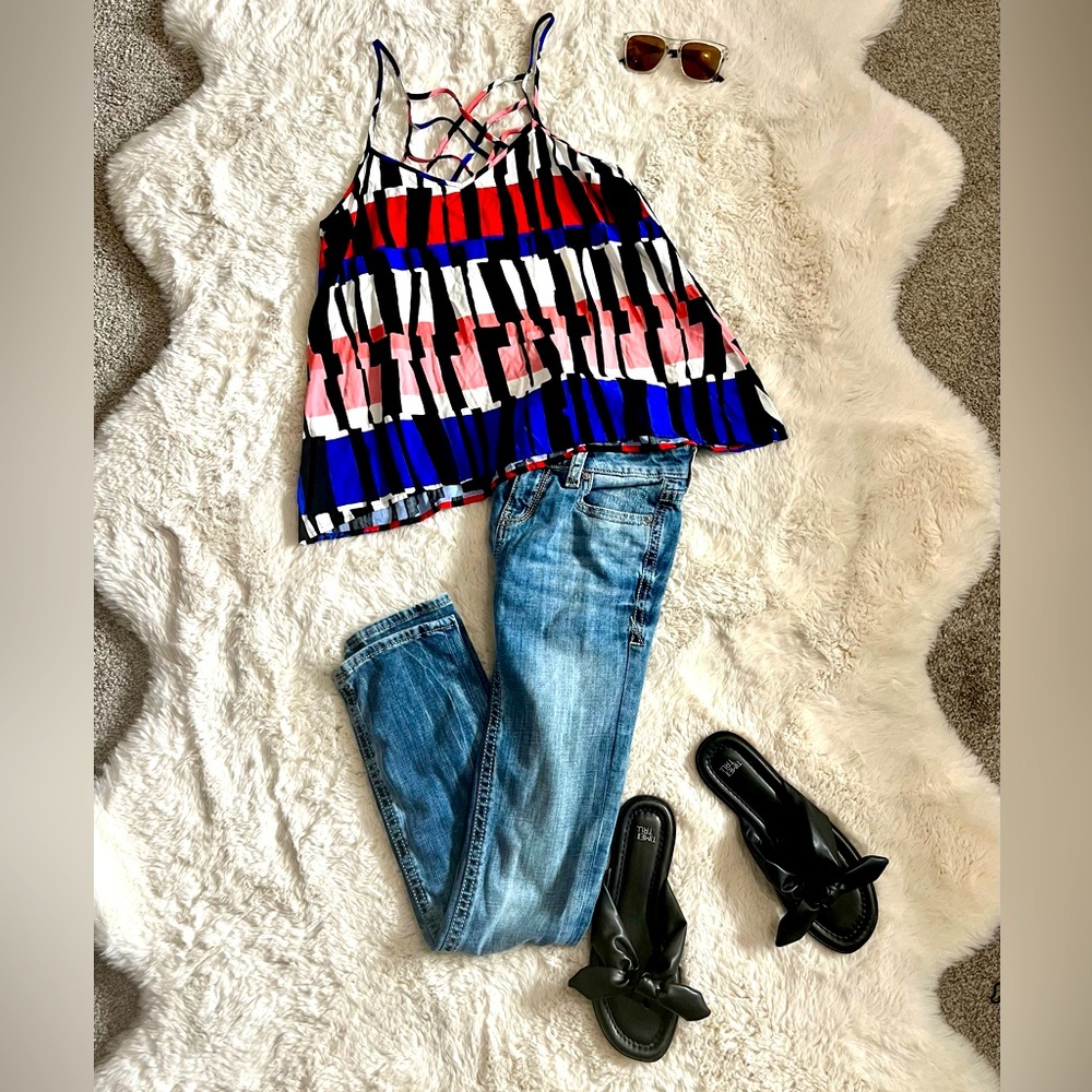 *DONATED* Brand NWT 😍🇺🇸 Jack by BB Dakota multi color spaghetti strap tank - Picture 1 of 14